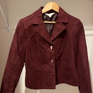 Lightweight Faux Suede Jacket - Wine Colour